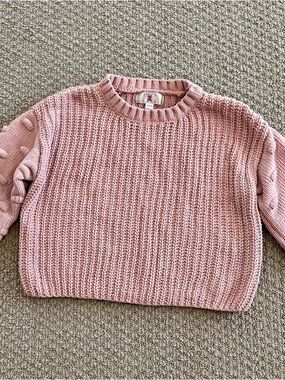 Soft Pink Knit Crewneck Sweater - Women
